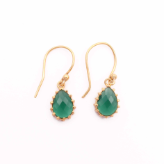 Latest designs green emerald drop gold/silver plated lady drop earring Supplier