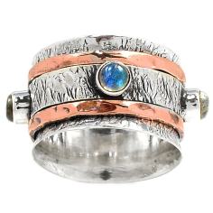 Spinner Sterling Silver Blue Fire Labradorite Spinner Finger Rings Supplier