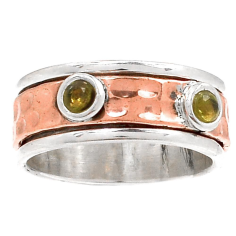 Natural Smoky Quartz Gemstone Spinner Rings With Sterling Silver Supplier