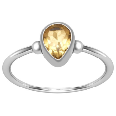 Bezel Set Pear  Citrine Gemstone 925 Sterling Silver Ring Manufacturer