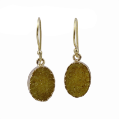 Wholesaler design oval shape natural agate durzi  gold plated earrings