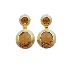 Designer gemstone citrine earrings round style modern earrings Manufacture