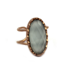 Rose gold plated Aqua chalcedony oval cut gemstone ring Manufacturer