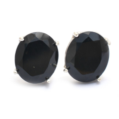 Black Onyx Faceted 925 Sterling Silver Stud Earrings jewelry Manufacturer