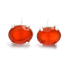 Beautiful Oval Carnelian 925 Sterling Silver Stud Earrings Jewelry Manufacturer