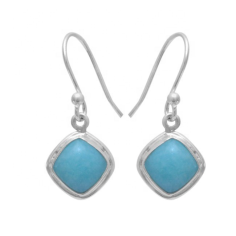 Paravian Amazonite 925 Silver Fish Hook Dangle Earrings Manufacture