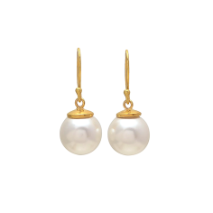 Elegant Round Cabochon Pearl Gemstone Gold Plated Silver Earrings Supplier