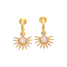 Pink Quartz Hydro Pink Gemstone Half Sun Silver Earring Supplier