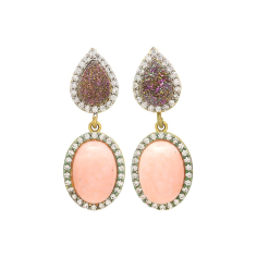 Pink Opal & Purple Druggy Earrings Supplier