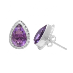 Wholesaler Beautiful Purple Amethyst Pear Shape Gemstone Earrings