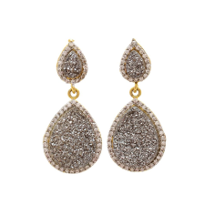 Gemstone Gray Druzy & Silver Druzy Earrings Supplier