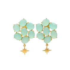 925 Sterling Silver Sea Green Chalcedony Flower Design Gemstone Earring Supplier