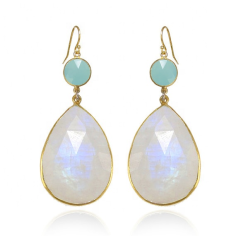 Birthstone Rainbow moonstone & Aqua Chalcedony Powerful Coverage Supplier