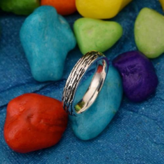 Wholesale 925 Sterling Silver Oxidized Tree Textured Band Ring