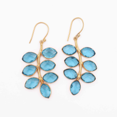 Modern earrings top quality blue topaz gold plated hook marquise earrings Vendor