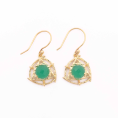 Big factory round shaped green onyx drop earring gold plated  Dangle Earrings