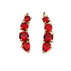 Handmade red garnet gemstone pear & round shape gold plated Earring Supplier