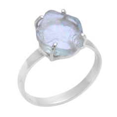 925 Sterling Silver Aquamarine Rough Gemstone Ring Jewelry Exporter