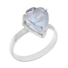 Pear Rough Aquamarine Gemstone Sterling Silver Ring  Exporter