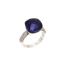 Sapphire ring silver blue gemstone ring sapphire Ring Supplier