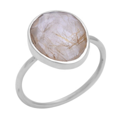 Golden Rutile Gemstone Sterling Silver Ring Supplier