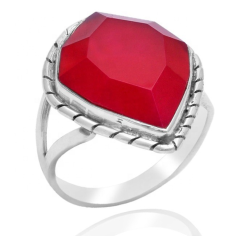 Beautiful Red Jade 925 Sterling Silver Designer Ring Supplier