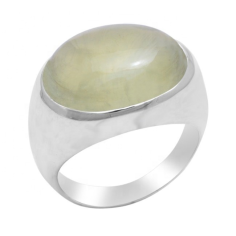 Natural Oval Prehnite Solid Sterling Silver Handmade Ring Supplier