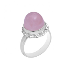 Sterling Silver Rose Quartz Cabochon Pink Gemstone Ring Supplier