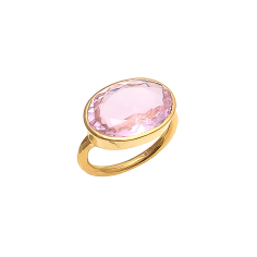 Large oval pink rose quartz hammered Ring Supplier