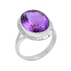 Oval Amethyst Gemstone Sterling Silver Ring  Supplier