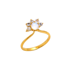 White Topaz & Rainbow Moonstone Engagement Ring 925 Silver Supplier