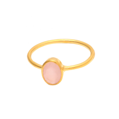 925 Sterling Sliver Pink Chalcedony Beautiful Gemstone Rings Supplier