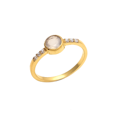 Gray Chalcedony & White Cz Beautiful Gemstone Rings Supplier