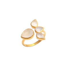Milky Chalcedony Gemstone Beautiful Gold Rings Supplier