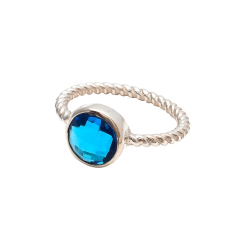 925 Sterling Sliver Blue Topaz Hydro Gemstone Rings Supplier