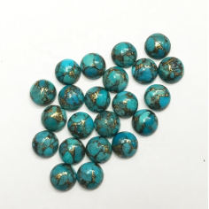 10mm Reconstructed Blue Copper Turquoise Round Cabochon Loose Gemstones Supplier