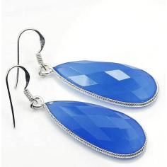 Long Light Blue Chalcedony 925 Sterling Silver Most Valuable Earring Supplier