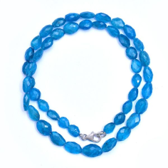 Real Neon Blue Apatite Gemstone Tumble Beads Necklace Supplier