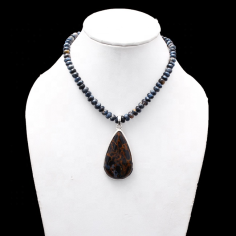 Blue Pieter site Rondell Shape Beads Pear Gemstone Necklace Exporter