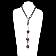 Natural Black Spinel Faceted Round Beads Tiger Eye Handmade Necklace Exporter