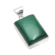 Green Malachite Gemstone 925 Silver Pendant Jewelry Exporter