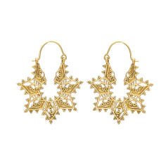 Boho Earrings Gold Tone Hoop Brass Earrings Ethnic Earring Handmade Exporter