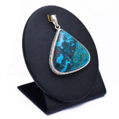 Rare Fine Blue Green Pear Chrysocolla Pendant 925 Sterling Silver Exporter