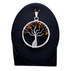 Natural Gemstone Jewelry Tree of Life Circle Tiger Eye Pendant Exporter