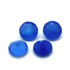 4mm Natural Blue Chalcedony Faceted Round Cut Stones Manufacturer