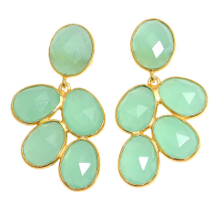 Wholesale Aqua Chalcedony faceted egg shape gemstone Earring Jewelry