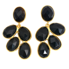 Wholesale Natural Black Onyx gemstone 925 silver Gemstone Earring