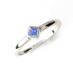 Solitaire Ring Tanzanite in  Sterling Silver Ring with Natural Gemstone Supplier
