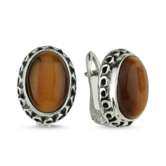 elegant style 925 sterling silver tiger eye gemstone stud earring  supplier