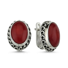 925 sterling silver red onyx gemstone stud earring  supplier